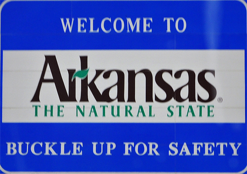 welcome to Arkansas state sign