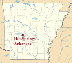 Arkansas map showing location of Hot Springs