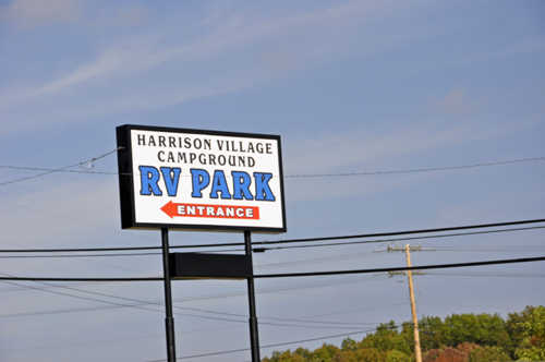 Harrison Village RV Park sign