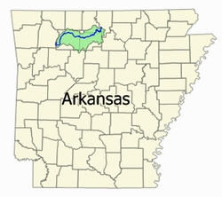Arkansas map showing where the Buffalo River runs