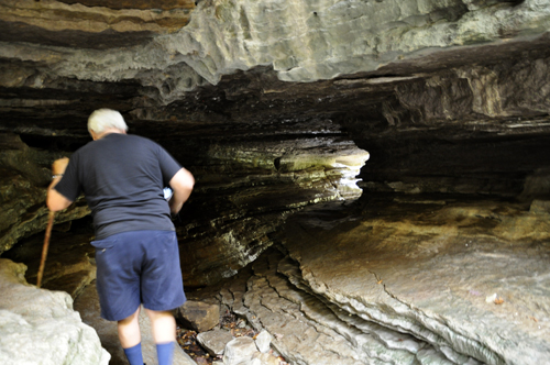 Lee Duquette gets a look at the opening from the other side of the Natural Bridge area