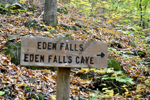 sign: Eden Falls and Eden Falls Cave