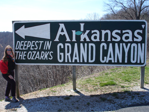 Karen Duquette and the Grand Canyon of the Ozarks sign - 2006