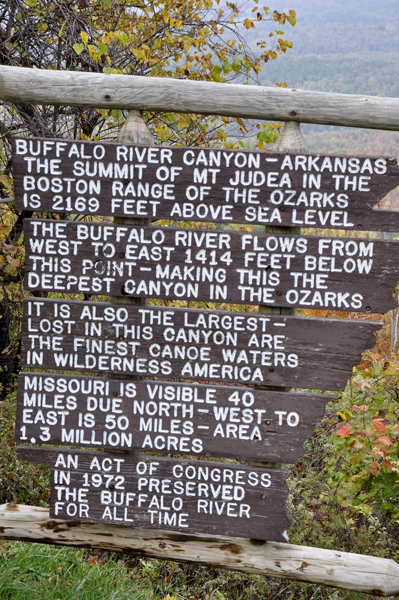 sign about the Buffalo River Canyon
