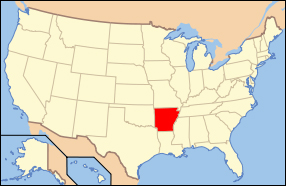 USA map showing location of Arkansas