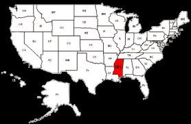 USA map showing location of Mississippi