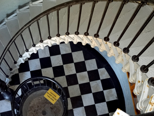 Karen Duquette climbed up the 203 step spiral staircase to the top of the lighthouse