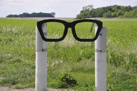 A large plasma-cut-steel set of Wayfarer-style glasses