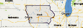 map showing location of Iowa in the USA