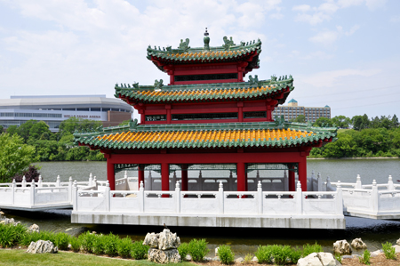 a three-story Chinese pavilion