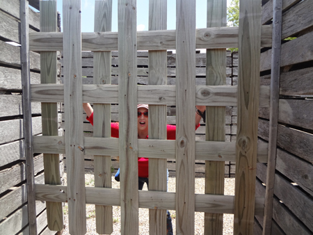 Karen Duquette trying to find her way in the  Fort Custer maze