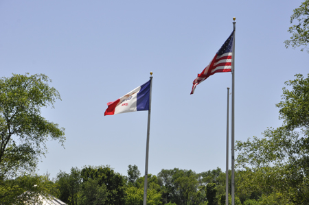 The Iowa State Flag and the U.S.A. flag