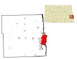 map showing location of Fargo in North Dakota