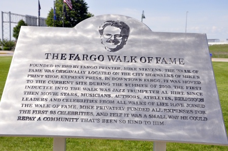 sign about the Fargo Walk of Fame