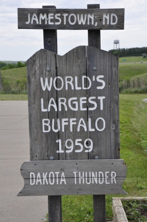 sign about the World's Largest Buffalo statue