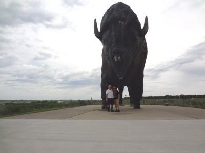 The two RV Gypsies by the World's Largest Buffalo statue