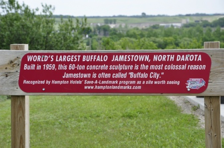 sign about the World's Largest Buffalo statue