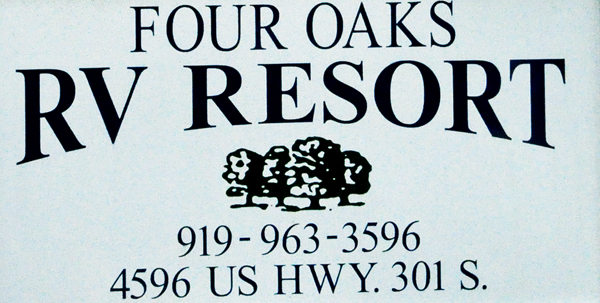 Four Oaks RV Resort sign