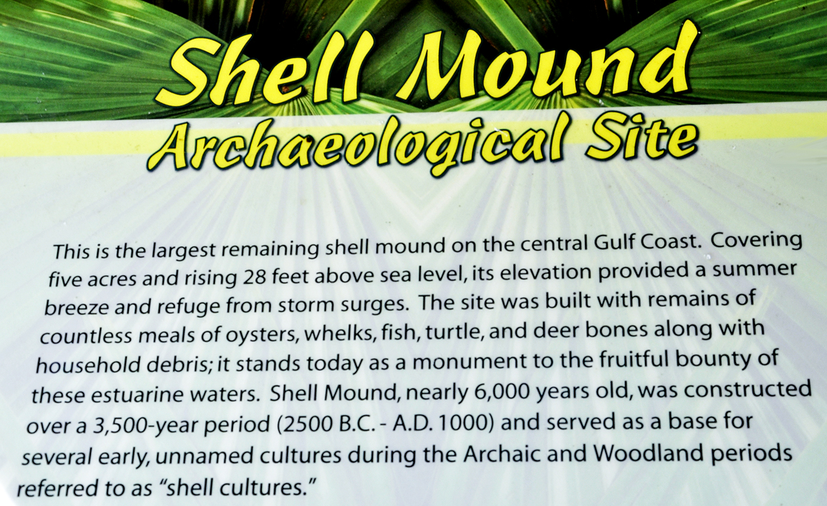 sign about the Shell Mound Archaeological Site