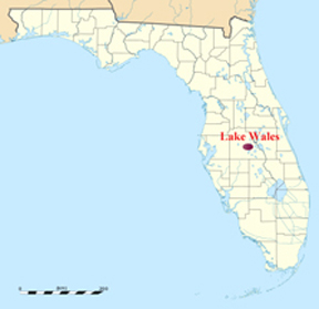 Florida map showing location of Lake Wales in FL