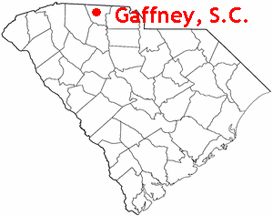 South Carolina map showing location of Gaffney
