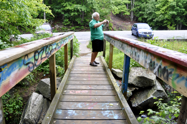 Lee Duquette on the bridge at  Bald Rock Heritage Preserve