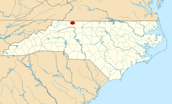 North Carolina map showing location of Mount Airy NC