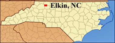 map of North Carolina showing location of Elkin NC