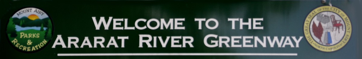 sign: Welcome to The Ararat River Greenway in North Carolina