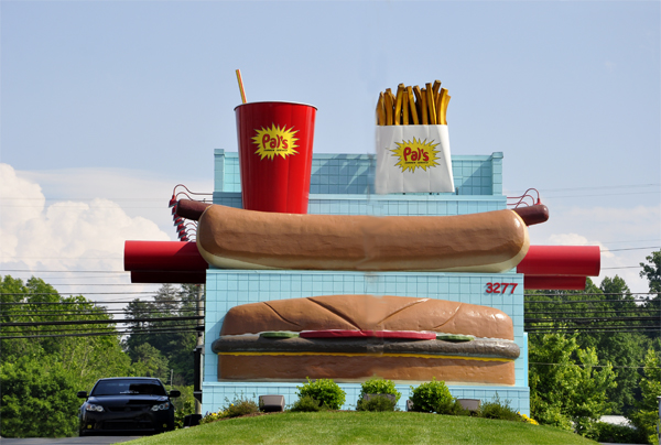 Big Fries, Hot Dog, Shake Giant fast food replicas
