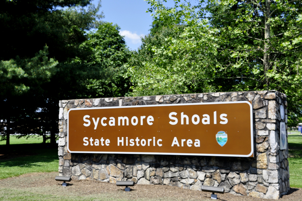 Sycamore Shoals State Historic Area sign