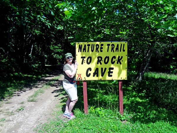 Karen Duquette at the KOA Nature Trail entrance