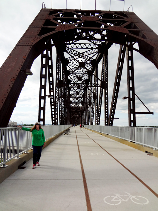 Karen Duquette on the Big Four Railroad Bridge