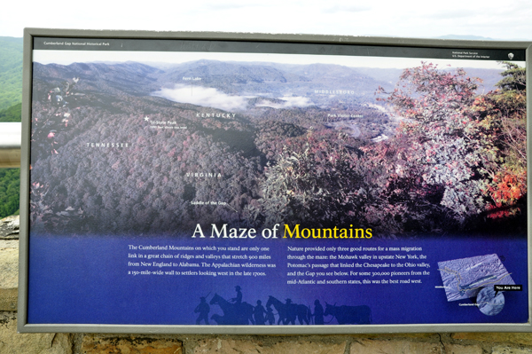 sign about the Cumberland Mountains