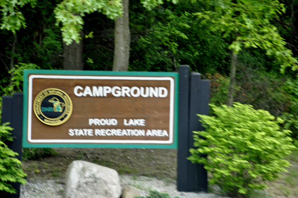 Proud Lake Campground sign