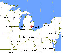map of Michigan showing location of Detroit