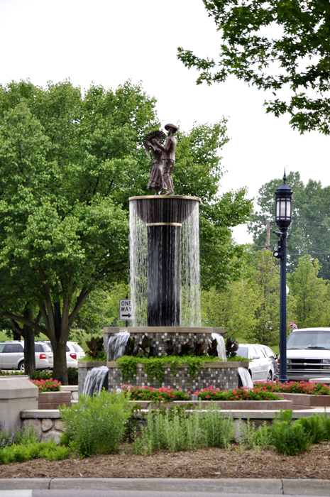 water fountain and statue