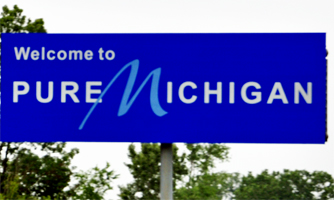 sign: welcome to  Pure Michigan