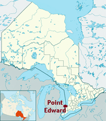 Map of Canada showing location of Point Edward in Ontario