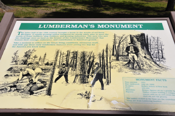 sign about the Lumberman's Monument