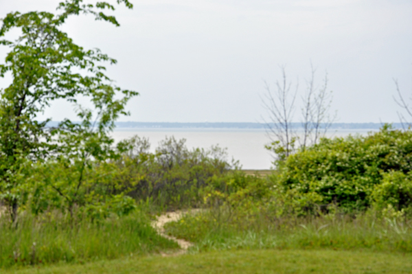 view of Lake Huron from Tawas Point Lighthouse in Michigan