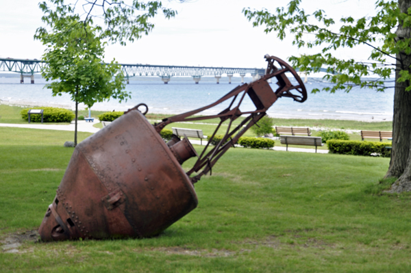 an old buoy in Michilimackinac State Park