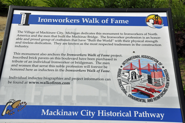 sign: Ironworkers Walk of Fame in Mackinaw City