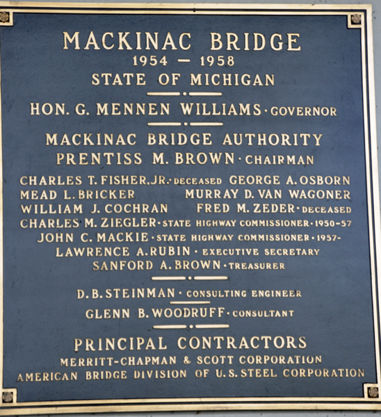 sign about the Mackinac Bridge