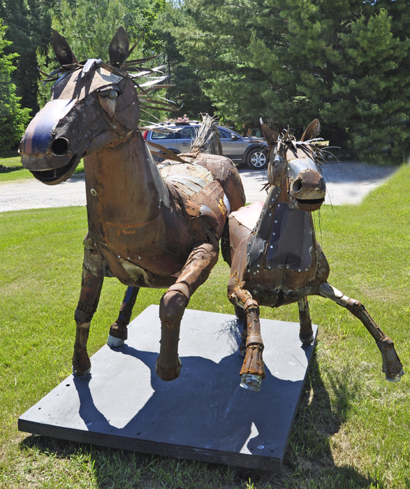 metal horses in Cross Village, Michigan