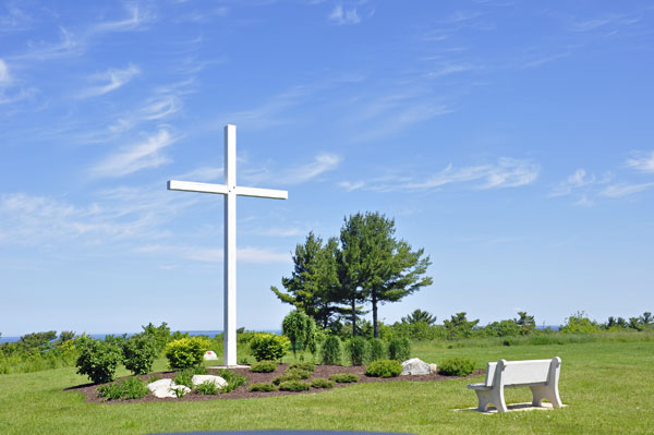 cross and bench in Cross Village, Michigan