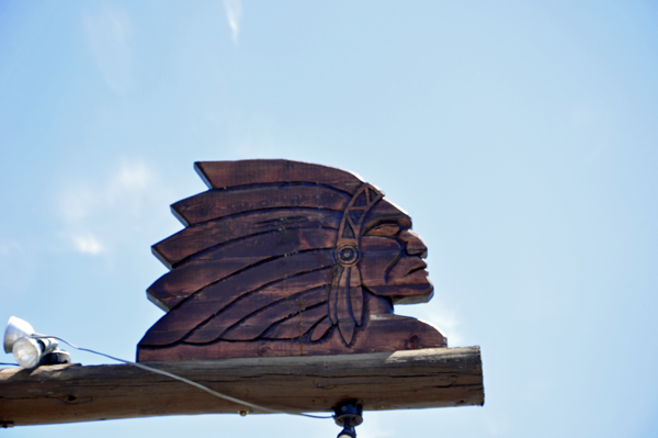 Indian Head carving OUTSIDE of the Legs Inn