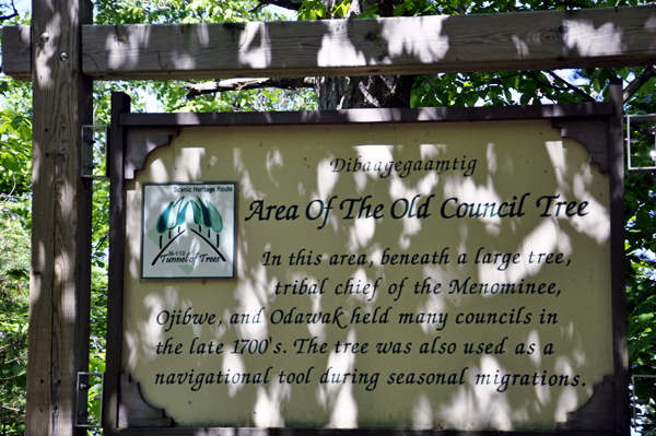 sign on the Tunnel of Trees about the Old Council Tree