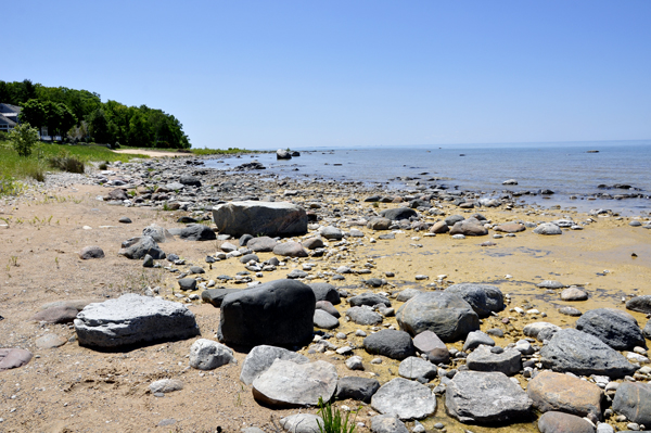 rocks on the beach at Lake Michigan