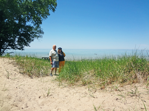 The two RV Gypsies find the pathway through the sand dunes to Lake Michigan